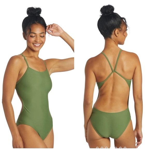 SPORTI Micro Back One Piece Swimsuit Olive Green Size XL 38 NWT Lycra Swimwear - Picture 2 of 7